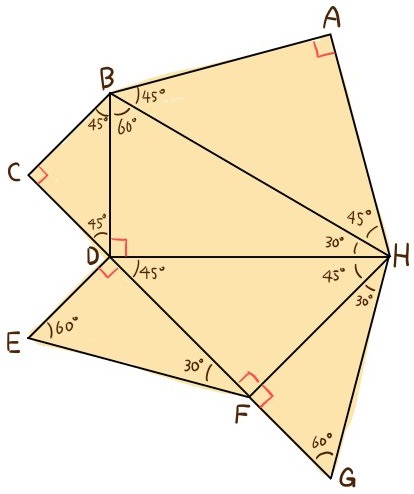 三平方の定理を使って多角形の頂点の距離を求める問題