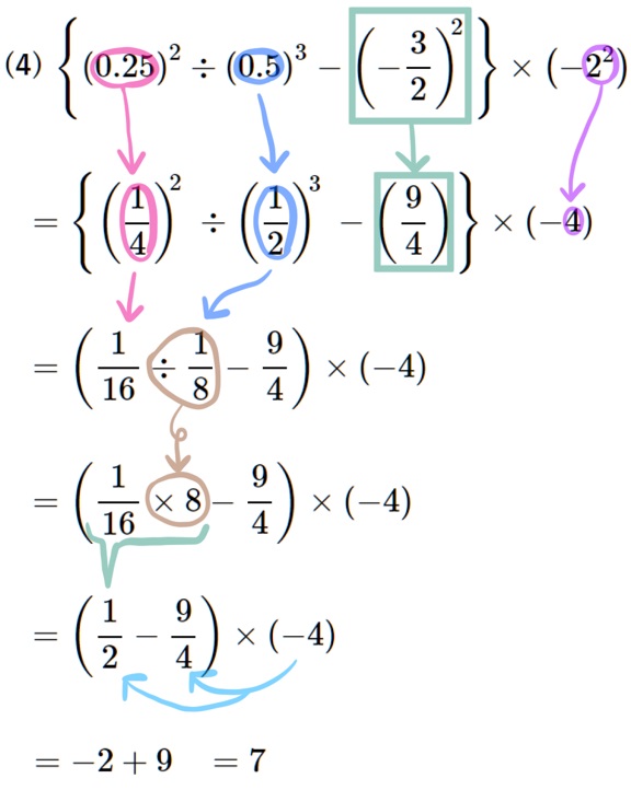 正負の数計算問題の難問4