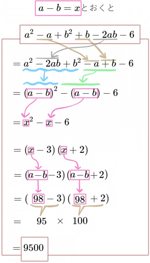 乗法公式のある式の値2の解説