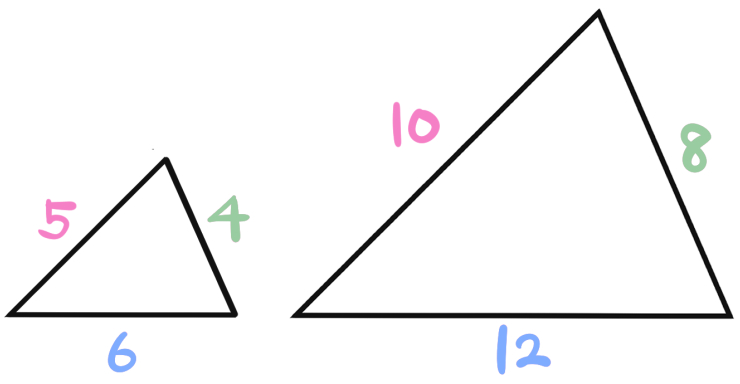 1対2の相似な三角形