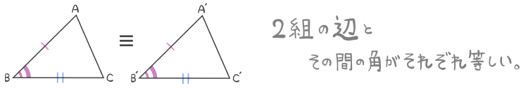 三角形の合同条件2つ目の図と言葉