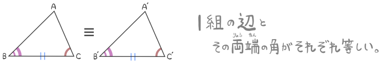 三角形の合同条件3つ目の図と言葉
