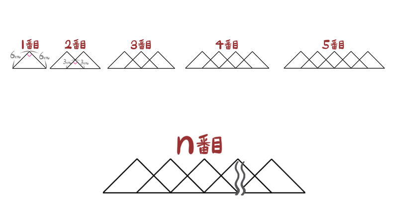 問29：上に1〜5番目、下にn番目の重なる三角形