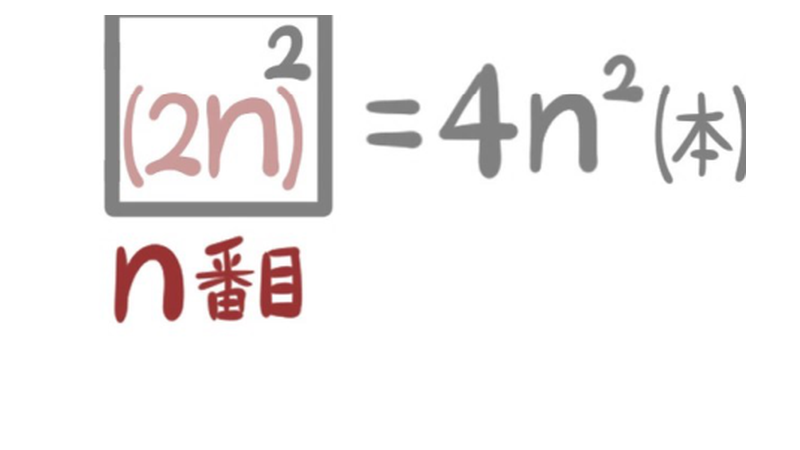 問37：4、16、36、64は偶数の2乗で、n番目は(2n)の2乗